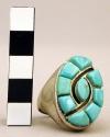 Ring, silver, 9 turquoise stones, 1 stone in center, surrounded by eight stones