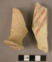 Ceramic base and body sherds, buff ware, 1 white slipped w. red painted bands
