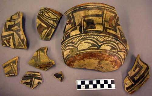 Early modern Hopi polychrome pottery restorable bowl