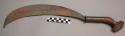 Sacrificial sword - wooden hilt with brass engraved blade, length 22"