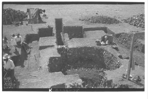 Mound I - Tomb I partly filled, outlining trenches of platform 8.