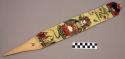 Ornament?, flat pointed stick, painted design - human figure with red arms