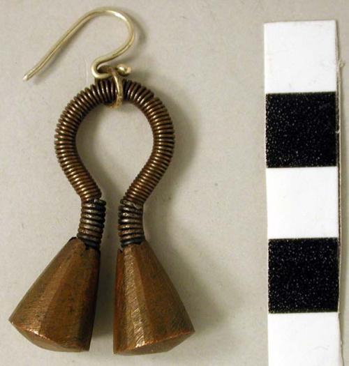 Earring, one of a pair; loop with cone-shaped ends