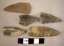 5 flint burins, Type A 1: on broken blades