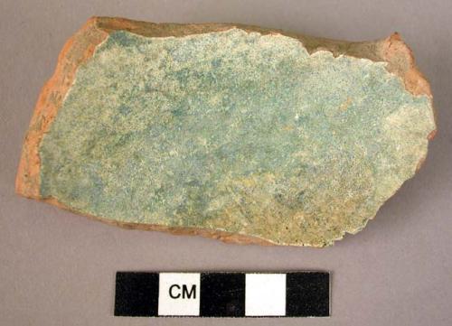 Base potsherd - pale blue glaze