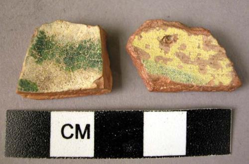 2 Rim potsherds - glazed, local ware