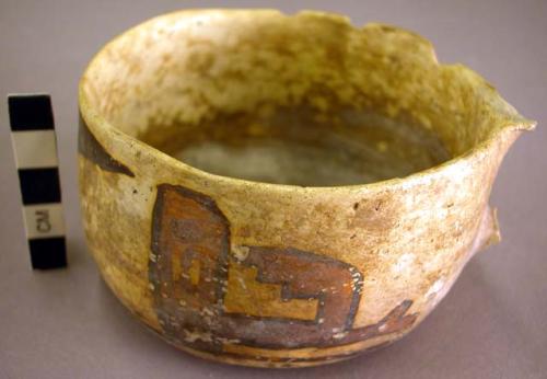 Globular ladle with vertical sides (handle missing), Sikyatki polychrome.