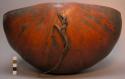 Gourd bowl, leather loop attached, diameter 14 in.