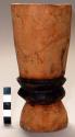 Wooden cup with deocrated stand, 6.5" long x 3.25" diameter
