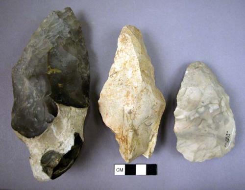 10 flint hand axes of various types-patinated but unrolled