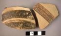 Ceramic body sherds, fine buff ware with brown painted bands