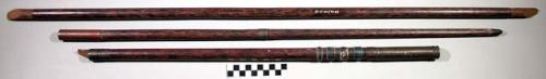 Assegai (spear) - wood, iron and brass; point 13", shaft 89"