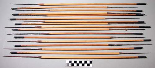 17 reed arrows with twisted (spiral) metal points.