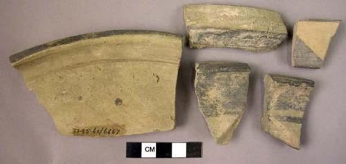 12 rim potsherds - painted dark on light