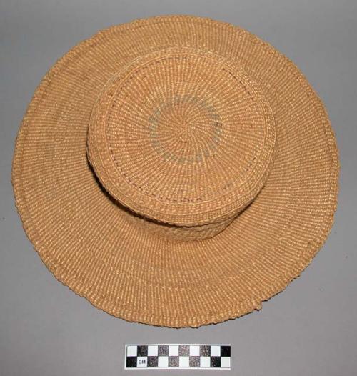 Straw hat with leather strap