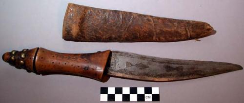 Hunting knife in sheath