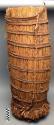Reed container (basket), held together with bark withes, coiled wicker top, deta