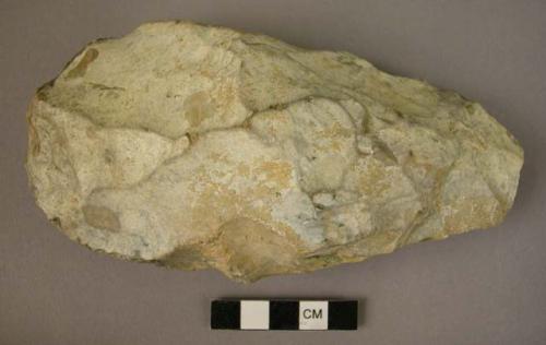 3 large flint hand axes: 2 pointed, 1 oval (broken)