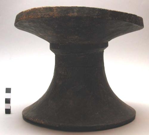 Wooden stool, mushroom-shaped, incised decoration, mbata