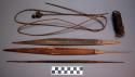 Unclassified, bamboo slats & incised stick, ends pointed, veg. fiber cord/tube