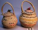 Small covered baskets with handles