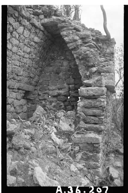 NW. Quad., N. Bldg., vault and facade section, E. room, Str. 6