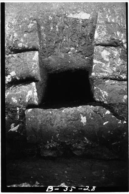 Stela D, entrance to cruciform chamber opened