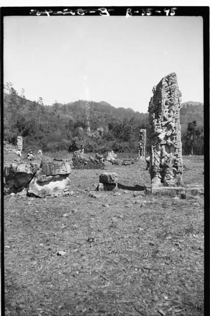 Stela H before straightening. South view.