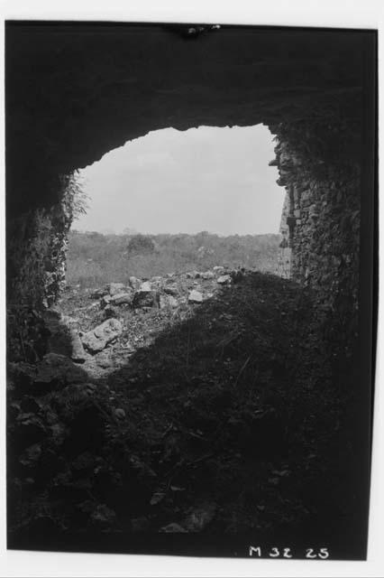 Inside a cave at Monjas, looking outside