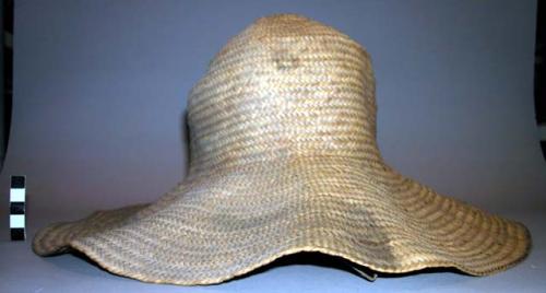 Straw hat, 13" from crown to brim