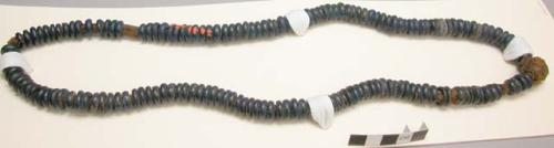 Bead necklace of dark blue old beads