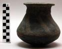 Small pottery washing pot, black, incised decorations, kinyabiro