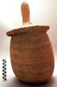 Large basket with conical lid for butter - wicker weave, jar shape, diameter of