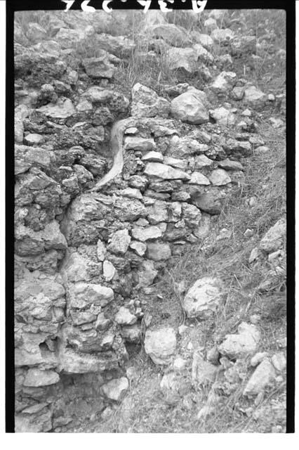 Bldg. N. of Vieja, section of plastered vault backing, under stairway