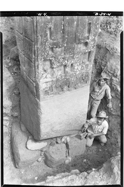 Butt of Stela A from Southwest showing foundation stones