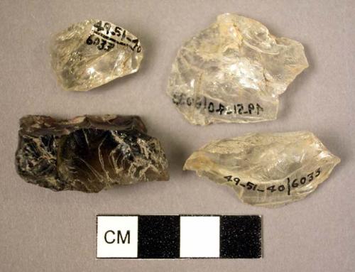 4 fragments of rock crystal