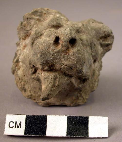 Ceramic sherd, animal effigy head, broken from larger vessel