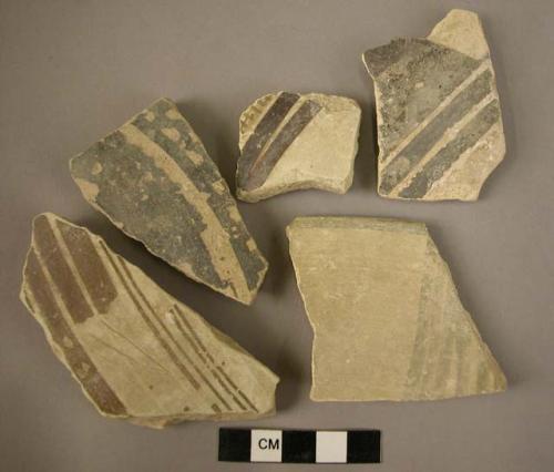 11 black on buff painted ware sherds