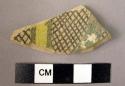 Potsherd - polychrome; black hatching with yellow & green (local Nishapur)