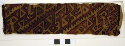 Organic, woven band, slit tapestry with geometric design