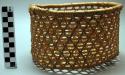 Round basket, open hexagonal weave, greenish fibre, diameter 8", height 4.75" (m