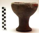 Pottery eating pot, goblet shape, white incised motif around neck (kibindi)