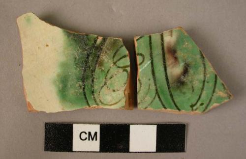 Potsherd - black and green glazed