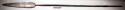 Spear, large ovate ridged metal blade, wood shaft, squared metal spike end