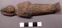 Ceramic Ushabti.  See 50/11353 for further description.  Heiroglyphs on the fron