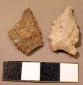 Serrated edge chipped stone points - one fragmentary