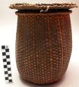 Small basket with conical lid for butter - wicker weave, diameter of rim 7" ("bu