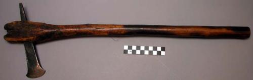 Axe, club-shaped wooden handle, with iron blade, loka