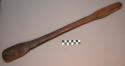 Paddle, carved wood, double bladed, one broad & rounded, one tapered & narrow