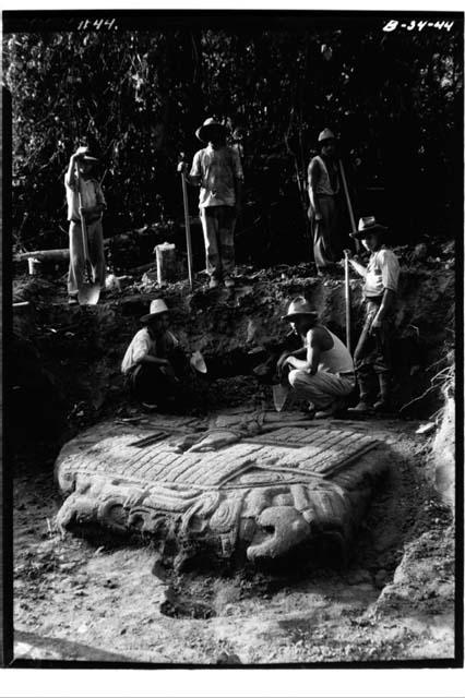 Uncovering altar of Zoomorph P. View from Southeast